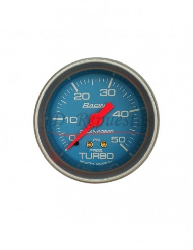Reloj Presion Turbo 50psi Racing Celeste (312c50)