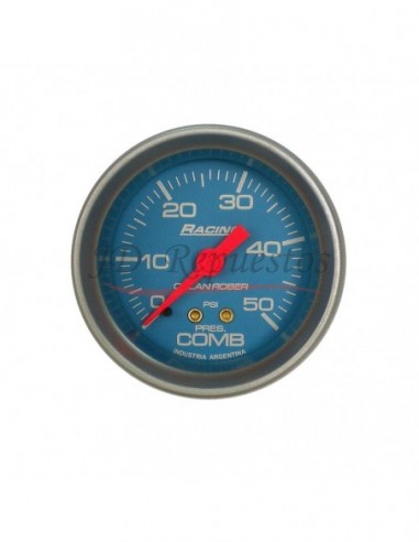 Reloj Presion Nafta 50psi Racing Celeste Mecánico (313c50)