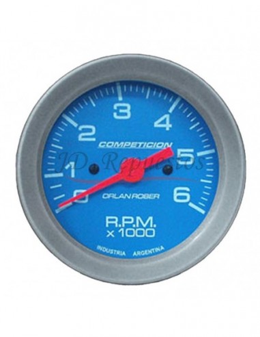 Tacometro 12v 2-4-6-8c 6.000rpm 80 Mm Celeste (332c6k)