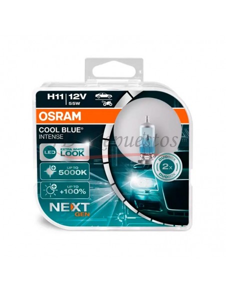 Lampara 12v H11 55w Pgj19-2 Coll Blue Intense Duo Pack 5000k