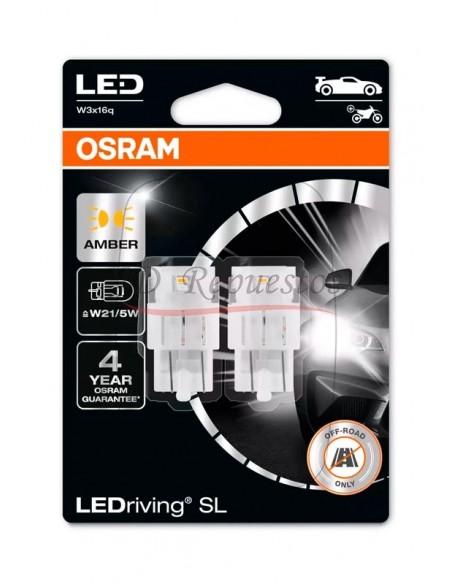 Lampara Led 12v 1 7w W3x16q Ambar Duo Pack (7515)*