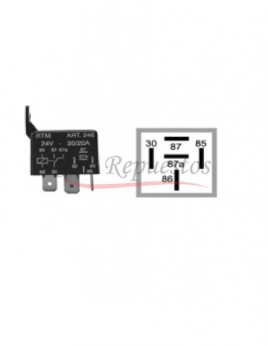 Mini Relay 24v Conexion Ford / 5 Term / Con Soporte / Inverso R