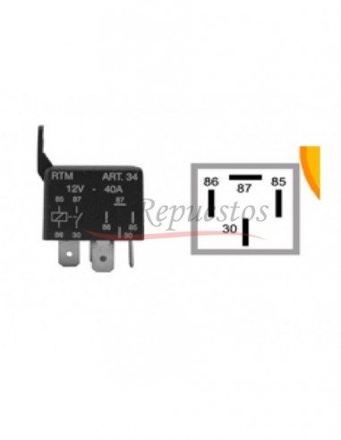 Mini Relay 12v / 4 Term / Con Soporte / Con Resistencia