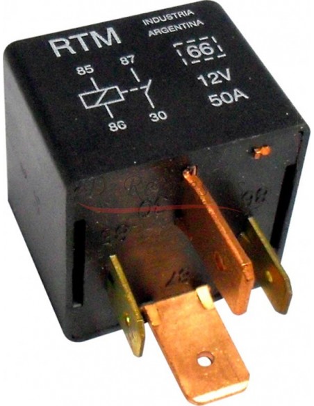 Mini Relay 12v / 4 Term / 8 Mm (renault) / Con Soporte / 50 A Mp