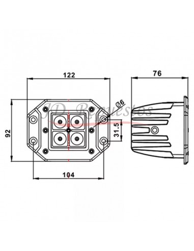 Faro Led Hexagonal - 10w - 4l - Flood
