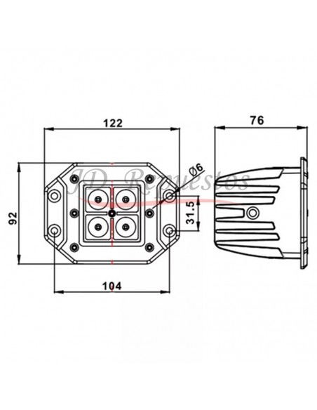 Faro Led Hexagonal - 10w - 4l - Flood