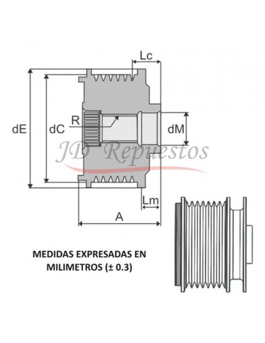 Polea De Rueda Libre Para Alternador 6c