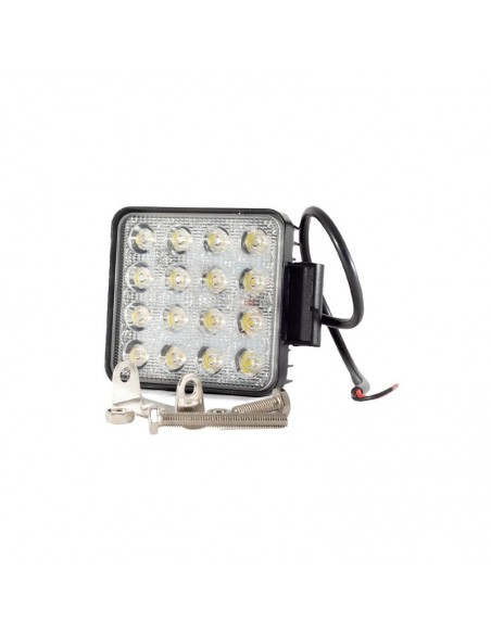 Faro De 16 Led Cuadrado 48 Watts 6cm Profundidad Blanco 12v - 24v Iluminacion Spot