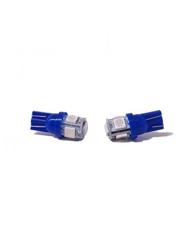 Led Señalizacion Smd2821 - T10 - W5w 5 Smd 5050 Azul 12v  X 2 Unidades