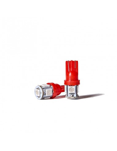 Leds Señalizacion Smd 2821 - T10 - W5w 5 Smd 5050 - Rojo 12v  X 2 Unidades