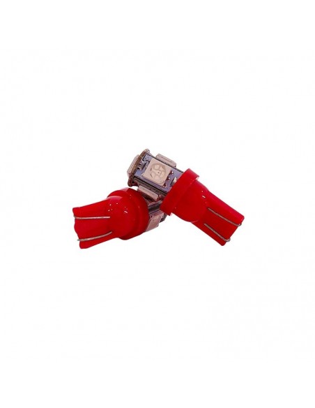 Leds Señalizacion Smd 2821 - T10 - W5w 5 Smd 5050 - Rojo 12v  X 2 Unidades