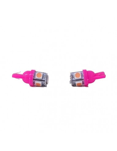 Leds Señalizacion Smd 2821 - T10 - W5w 5 Smd 5050 - Rosa 12v X 2 Unidades