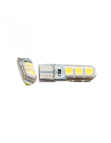 Led Señalizacion Silica2821 - T10 - W5w - 6 Led 2835 Siliconado Canbus Blanco 12v  X 2 Unidades