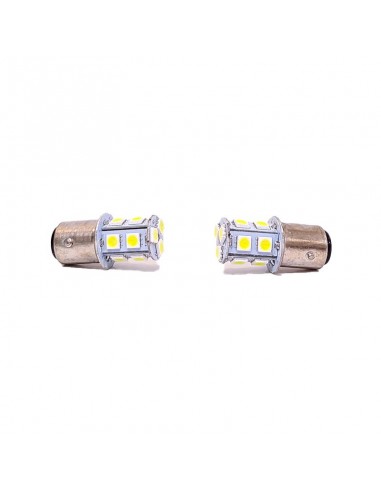 Leds Smd 1034 - 1157 - P21/5w 2 Polos (despareja) 13 Led 5050 Smd - Blanco 24v X 2 Unidades