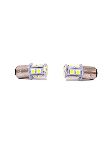 Leds Smd 1034 - 1157 - P21/5w 2 Polos (despareja) 13 Led 5050 Smd - Blanco 24v X 2 Unidades