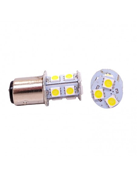 Leds Señalizacion Smd 1034 - 1157 - P21/5w 2 Polos (despareja) 13 Led 5050 Smd - Blanco 24v X 2 Unidades