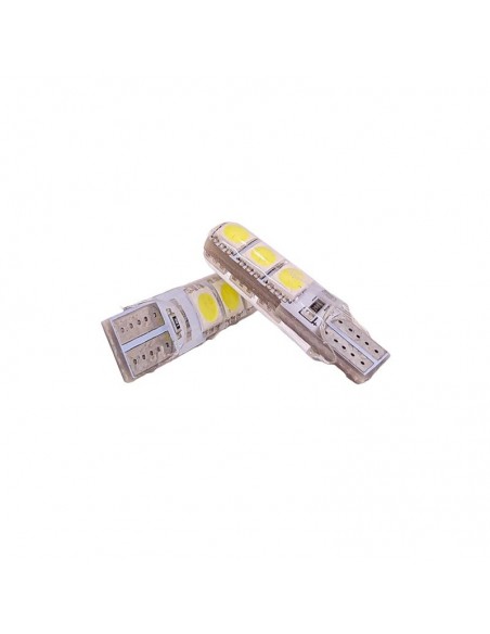 Led Señalizacion Silica2821 - T10 - W5w - 6 Led 2835 Siliconado Canbus Blanco 24v  X 2 Unidades