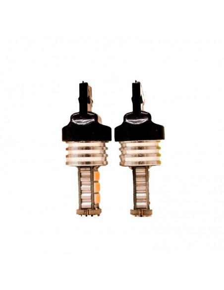 Led Señalizacion Csp Canbus7440 - 12065 W21w 1 Polo Sin Culote 144 Led - Ambar - Blanco 12v X 2 Unidades
