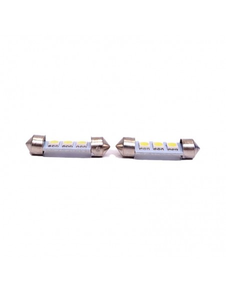 Leds Señalizacion Smd Tubular - Festoon 3 Led 5050 Smd 39mm - Blanco 12v  X 2 Unidades