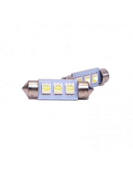 Leds Señalizacion Smd Tubular - Festoon 3 Led 5050 Smd 39mm - Blanco 12v  X 2 Unidades