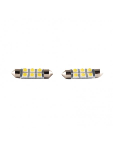 Leds Smd Tubular - Festoon 6 Led 5050 Smd 39mm - Blanco 12v