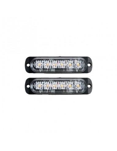 Faro De Led Universal12v - 6 Led Chat Para Parrilla / Paragolpe Con Luz Destellante Roja