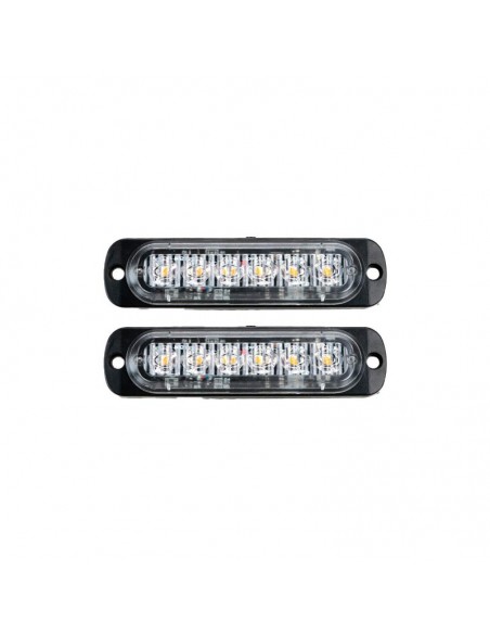 Faro De Led Universal12v - 6 Led Chat Para Parrilla / Paragolpe Con Luz Destellante Roja