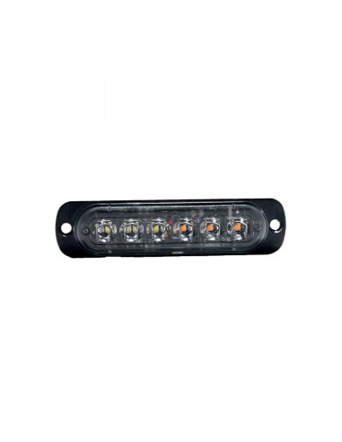 Faro De Led Universal 12v - 6 Led Chat Para Parrilla / Paragolpe Con Luz Destellante Blanca Y Ambar