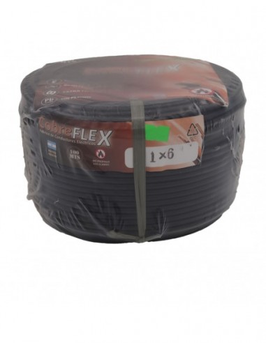 Cable Unipolar 1x6 Mm Negro X 100 Mts.