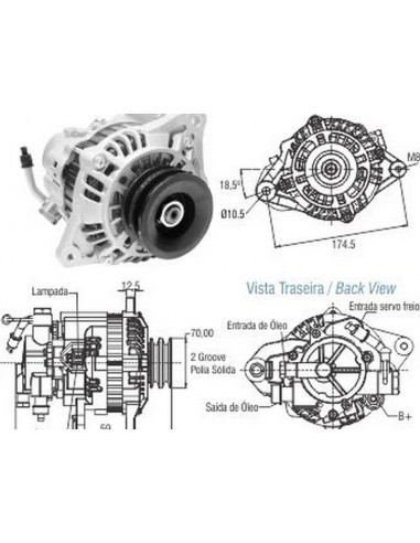 Alternador L200 2.5 / 2.8 C/depresor...